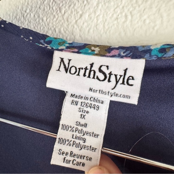 Boho Ditsy Floral Relaxed Plus 1X Patch Pattern Top Cottagecore Sheer Tie Neck - Picture 6 of 10